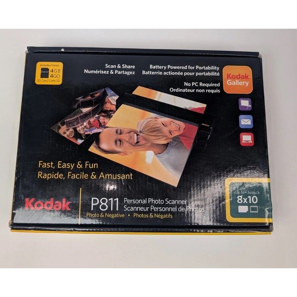 Kodak P811 Personal Photo & Negative Scanner NEW Open Box 4GB SD Portable No PC